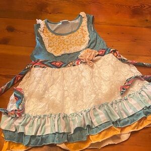 Floral and Striped Ruffle Dress